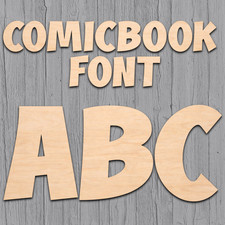 Comic Book Wood Letters Numbers Cutout Unfinished Laser Cut 3mm Craft Thru 14"