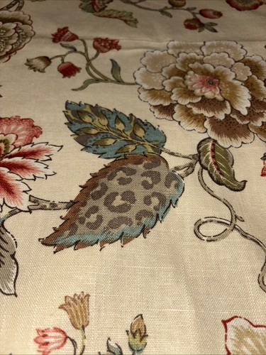 2 Custom Made Kaufmann Makalo Printed Linen Blend Curtains 49 W X 81 L Lined - Picture 13 of 16