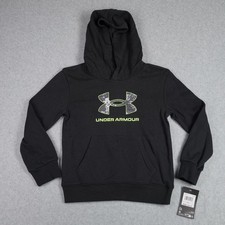 Under Armour Hoodie Kids Size 6 Black Camo Logo Pullover Sweatshirt UAFIB25E-001