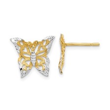 14k Yellow Gold Butterfly Post Earrings