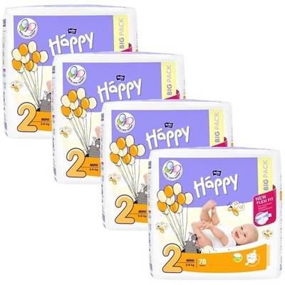 bella baby Happy Windeln comfort Größe 2 Mini 3-6kg BIG PACK 4x78 Stück