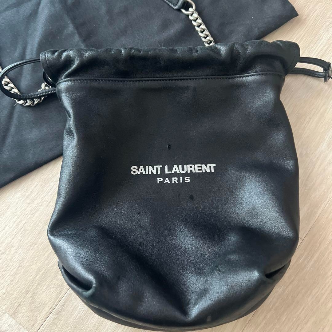 Borsa Saint Laurent TEDDY SMALL BAG originale in pelle con coulisse nera usata