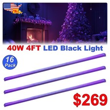 16 Pack UV Led Black Light Fixture 4Ft 48 inch 40W for Event Lighting Glow Party