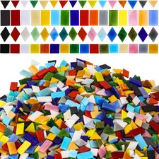 2400 Pcs Mosaic Tiles Bulk Assorted Colors Glass Stained Pieces for DIY Crafts