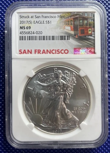 2017 (S) ~ Silver Eagle S$1 ~ NGC MS69 ~ SAN FRANCISCO MINT ~ #4556824-020