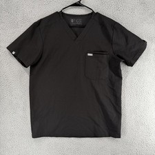 Figs Men's Leon Three Pocket Black V-Neck Scrub Top Size Medium FM1500 I4