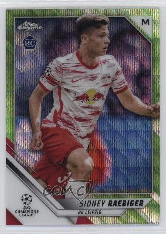 2021 Topps Chrome UCL Neon Green Wave Refractor 54/99 Sidney Raebiger #60 0en4
