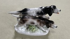 Antike Porzellanfigur - Zwei Englische Setter - Hundefigur