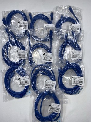 10 Ct. New Quiktron (Legrand) Blue Snagless Cat 6 UTP Patch Cord Cable Sealed