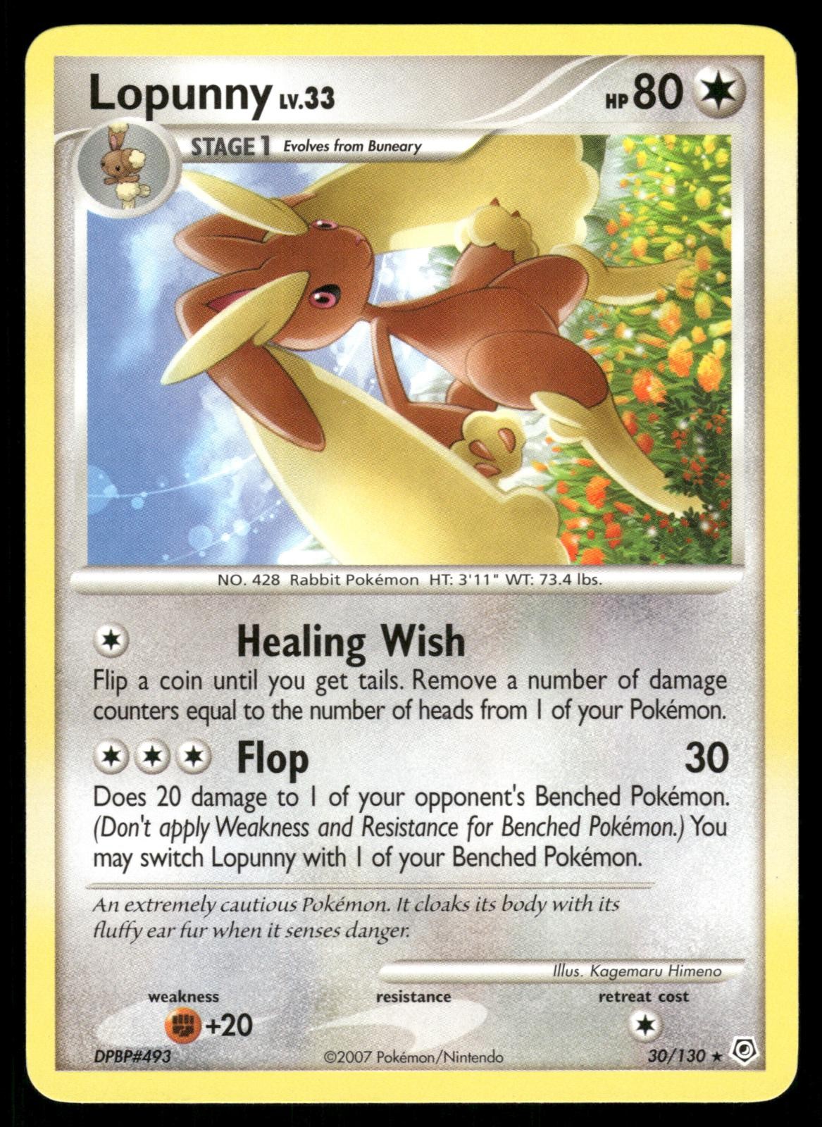 Lopunny 30/130 Rare Diamond & Pearl Pokemon Lightly Played