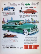 Original 1950 Mercury Ad Green Eight Sedan Coupe Car City Skyline Traffic Light Original 1950 Mercury Ad Green Eight Sedan Coupe Car City Skyline Traffic Light