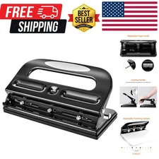 2/3 Hole Punch, Semi-Adjustable, 30 Sheet Capacity, Black