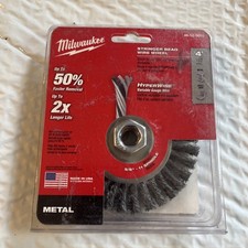 4" Milwaukee Stringer Bead Wire Wheel Brush 48-52-5010 .016" Steel 5/8-11 Nut