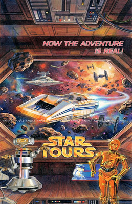 Disney Star Tours Tomorrowland 11 x 17 Attraction Poster C-3PO  R2-D2 Rex RX-24