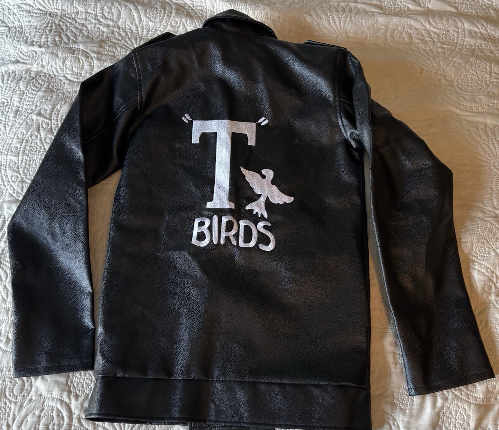 Grease T-Birds Negro PVC Moto Chaqueta Adulto X-Pequeño Disfraz de Película EXCELENTE