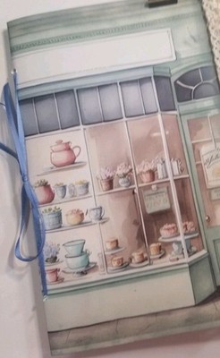 Junk Journal Booklet ''TEA SHOP''  Teahouse FLORALS Cards, Pockets Ephemera 40 Pg