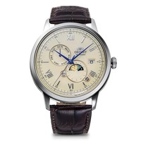 Orient Bambino Sun Moon RN-AK0803Y Elfenbein Automatik Herrenuhr Japan Neu...