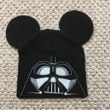 Disney Beanie Boys One Size Black Darth Vader Mickey Mouse Ears Hat Star Wars