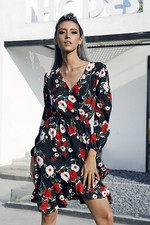 Women's Floral Print Chiffon Ruffle Dress