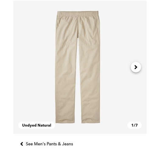 Pantaloni Patagonia Funhoggers uomo L non tinti naturali nuovi con etichetta • vita 32 cuciture interne 31 - Foto 2 di 14