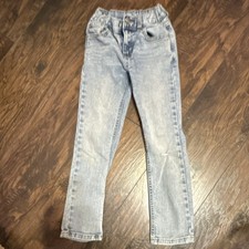 Wonder Nation Boys Slim Denim Jeans Size 7 Light Blue Adjustable Waist Pockets