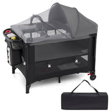 Baby Bassinet Bedside Crib w/Changing Table Mattress Detachable Canopy Basket