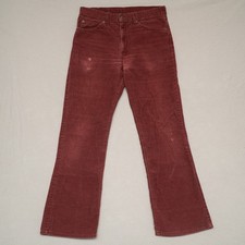 Vintage 70s Corduroy Levis 517 1583 32x29 White Tab Blank Rare Talon Maroon Jean