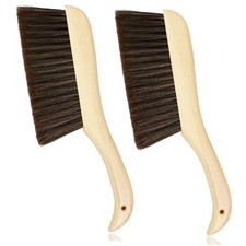 2 Pieces Woooden Hand Broom Dust Brush with Wood Handle Whisk Broom Soft