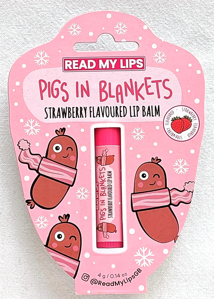 Read My Lips - Pigs In Blankets - Strawberry Flavoured - Lip Balm - Brand New
