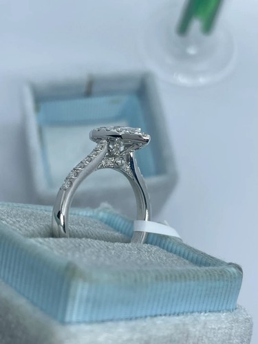 2Ct Marquise Cut Lab-Created Diamond Halo Engagement Ring 14K White Gold Plated - Picture 5 of 9