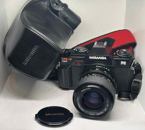 Miranda MS-2 Super 35mm mit Miranda 35-70mm Makro Objektiv, Schultergurt & Tasche