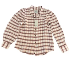 Rails Angelica Puff Sleeve Flannel Shirt LS Button Up Blouse, Size S NWT