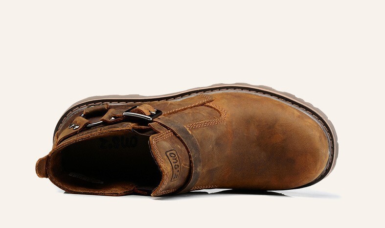 Z. Suo 2017 Real Handmade Genuine Cow Pelle Martin Stivali Brown- All Size