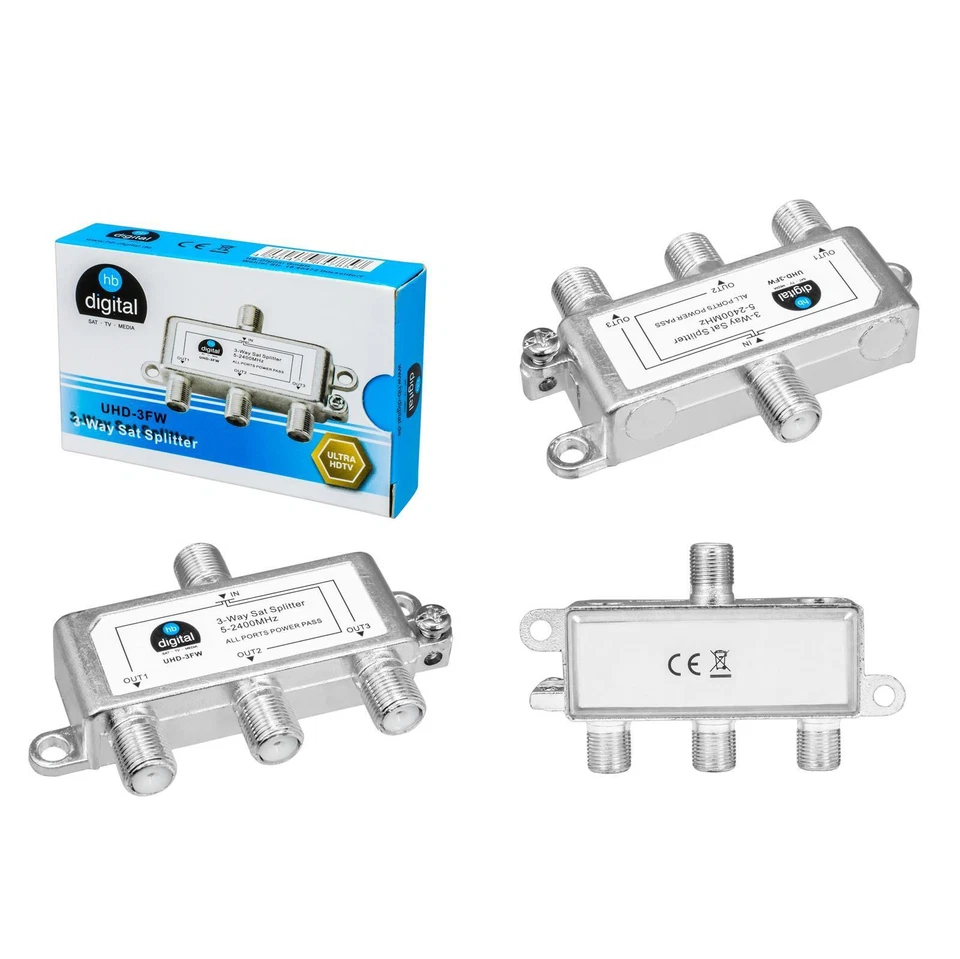 Verteiler Splitter SAT 5-2400MHz HD Erdungsklemme DVB-T2 tauglich 2 3 4 6 8 Fach - Bild 3 von 4