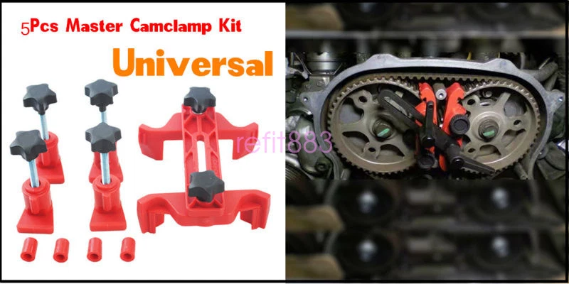 Universal Dual Cam Clamp Camshaft Timing Sprocket Gear Locking Tool Kit 5Pcs/Set Foto 2 de 4