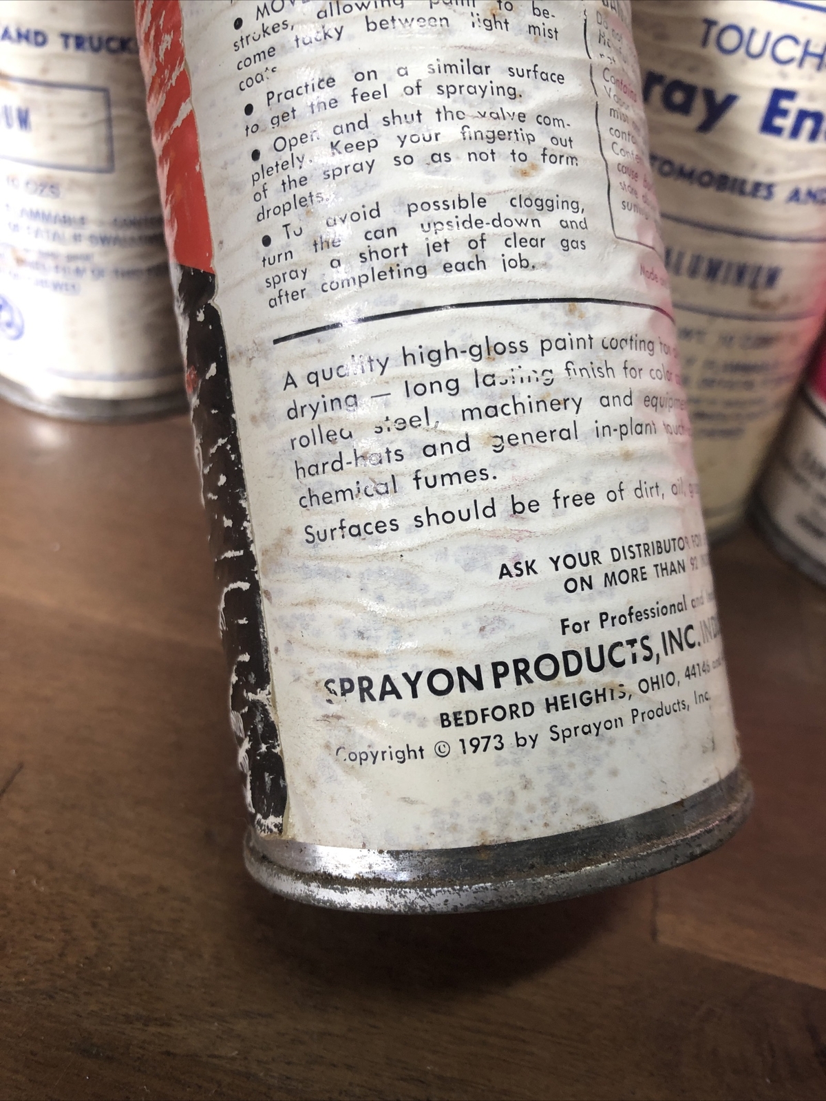 Vintage Sprayon Paper Label Spray Paint Can Red Aluminum Enamel