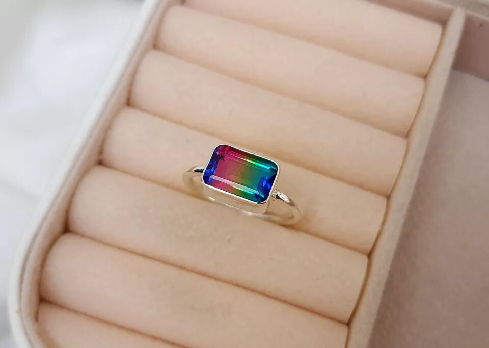 Watermelon Quartz Rings Antique Watermelon Tourmaline Quartz Ring 925 Sterling Silver for Women ...