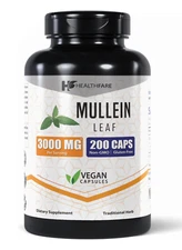 Healthfare Mullein Leaf Capsules | 3000mg | 200 Count | Support Lung Cleanse