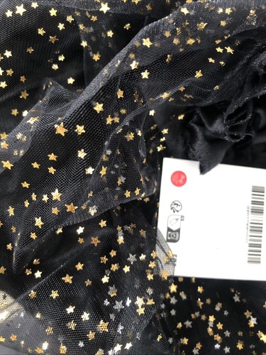 Zara Kids Black With Gold & Silver Stars Tulle Witch Cape. One Size - Picture 10 of 12