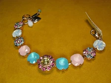MARIANA BRACELET SWAROVSKI CRYSTALS FLOWER BLUE AQUA PINK MULTI COLOR Rose Gold 