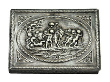 Schatulle Tabakdose Tabatiere 800 Silber Dose Schmuckdose Putti Gamsbock (59) 