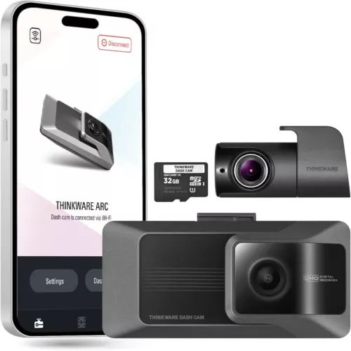 THINKWARE ARC Dual WiFi Dash Cam w/Smart Driving Alert System Night Vision 32GB