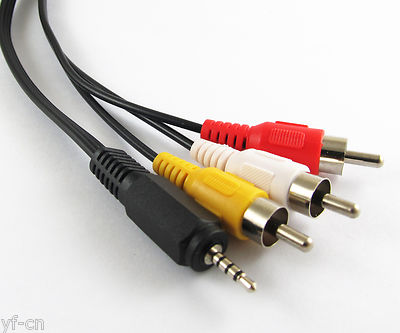 1set 1.5M/5ft Mini 2.5mm Stereo Aux Male Plug to 3 RCA Male Plug Audio AV Cable