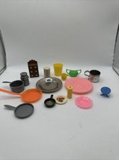 Vtg Dollhouse Kitchen Lot Tray Plate Pot Pan Food Spice Rack Dishes Mustard