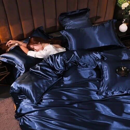 Quilt Ice Silk Bedding Set Duvet Cover Set Full King Size Kit 3pcs/4pcs - Bild 3 von 35