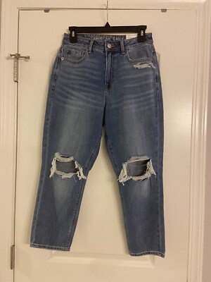 American Eagle Womens Mom Jeans High Rise Blue Denim Size 4 X-Short 27W New