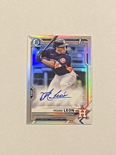 2021 Bowman Chrome Pedro Leon Auto Refractor 1st Prospect /499 Astros Autograph