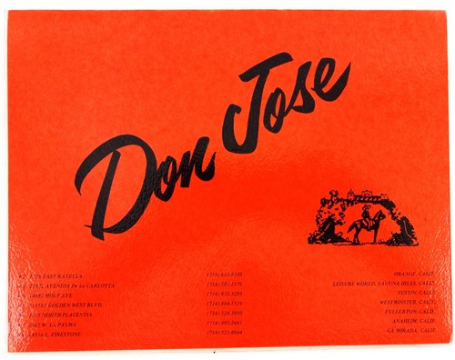 Original Don Jose Restaurant Menu Ca California Orange Anaheim La Mirada 