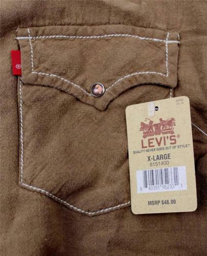 BRAND NEW LEVI'S MEN'S LINEN LONG SLEEVE CASUAL DRESS SHIRT BROWN 8151400 - Picture 6 of 9