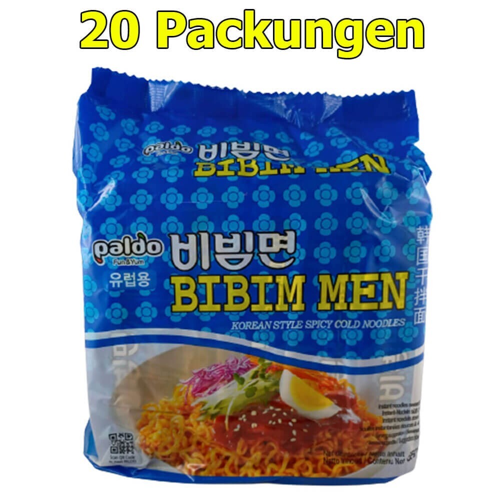 Paldo Bibim Men Fideos Instantáneos Dulces y Picantes Pack de 20 (20 x 130g)